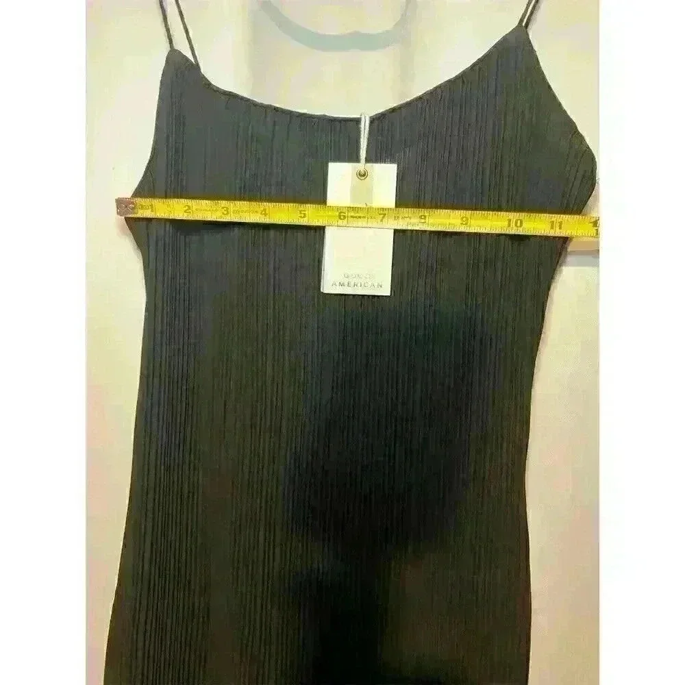 Good American Women's Black Ribbed Maxi Slip Dress Size 00